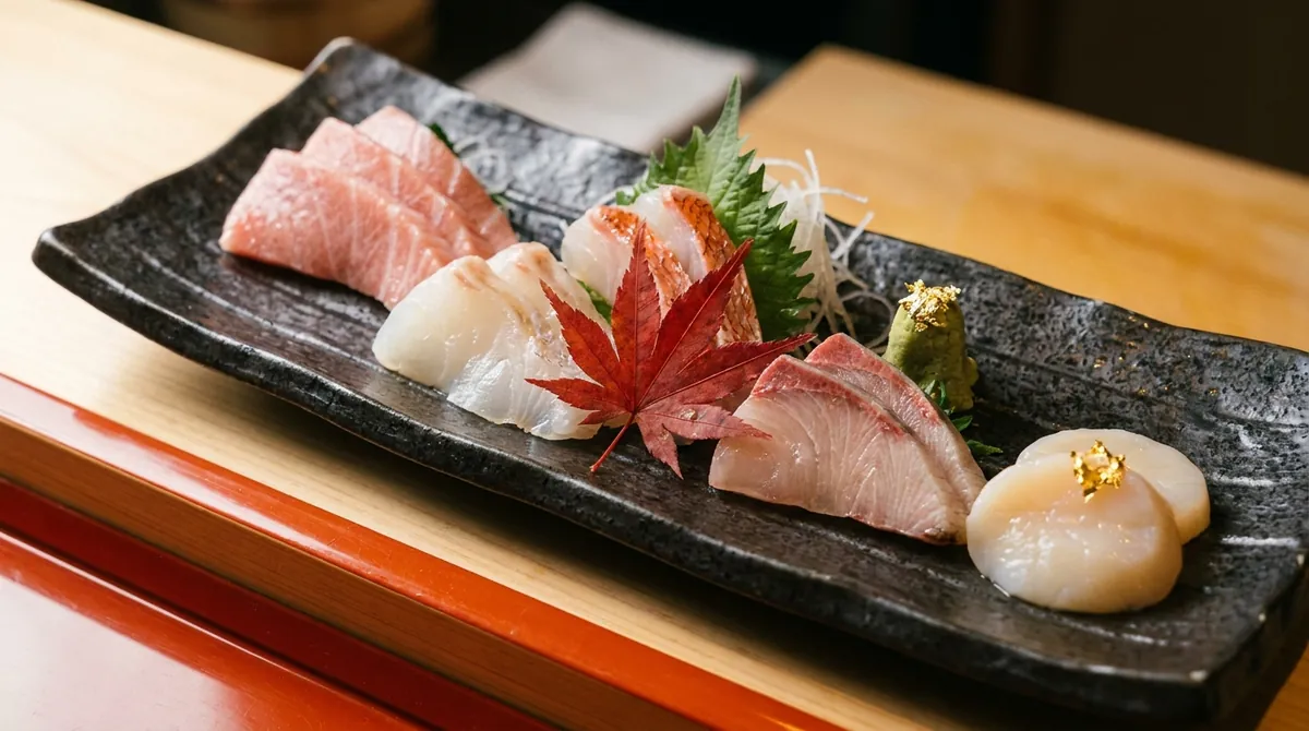 平目や鯵など季節の白身と青魚を彩りよく盛った刺身